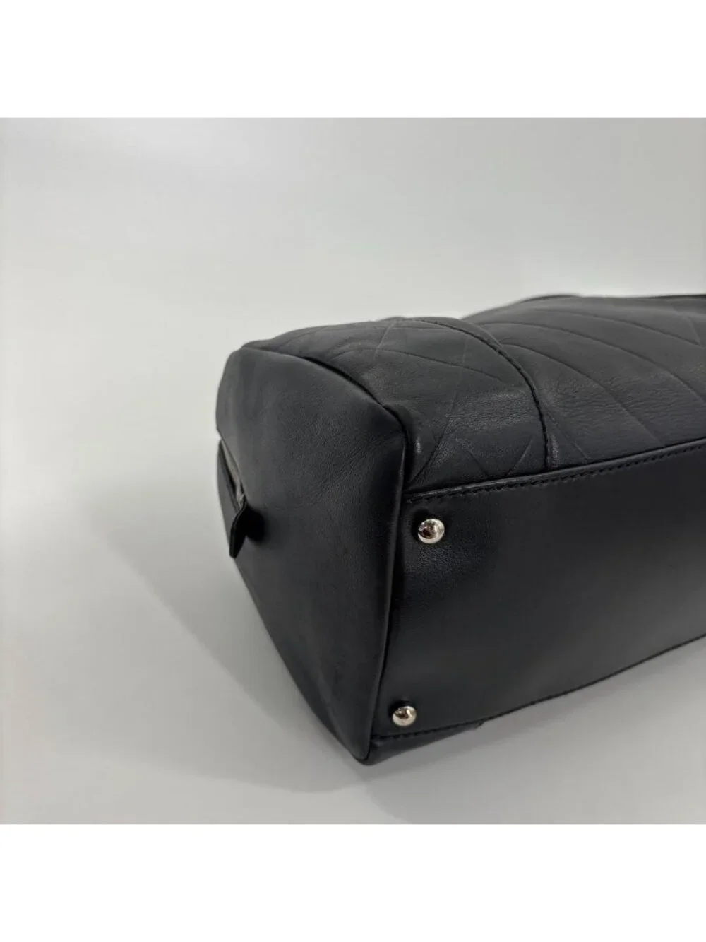 Chanel Super Chez Blanc Lambskin Mini Boston Bag Black